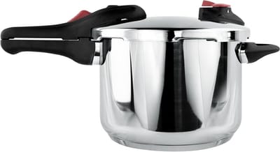 Drukkoker RVS - Snelkookpan Inductie - Gezond Koken - Dubbel Druk Systeem - 6 Liter - Zilverkleurig