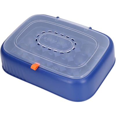 Contenants à 24 œufs Plateau à œufs en ABS Boîte de rangement Organiseurs de réfrigérateur avec aérations bleu foncé