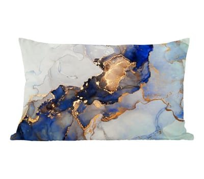 Sierkussens - Kussentjes Woonkamer - 60x40 cm - Marmer - Blauw - Goud