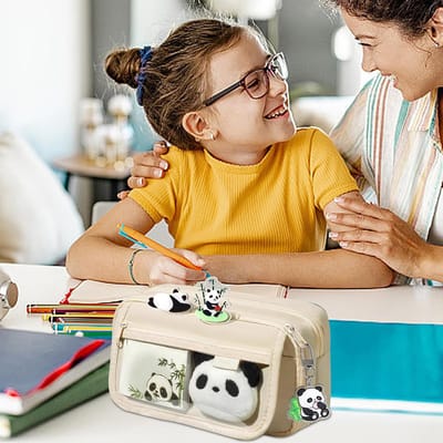 Panda Etui - Dieren Organizer - Schoolbenodigdheden Opbergen - Kindveilige Siliconen - 22 x 7.5 x 13 cm