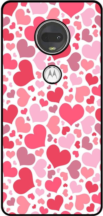 Smartphonica Telefoonhoesje Geschikt voor Motorola Moto G7 met Hartjes Print - Hearts Design TPU Backcover Case - Kinder Hoesje met Hartjes Design geschikt voor Motorola Moto G7