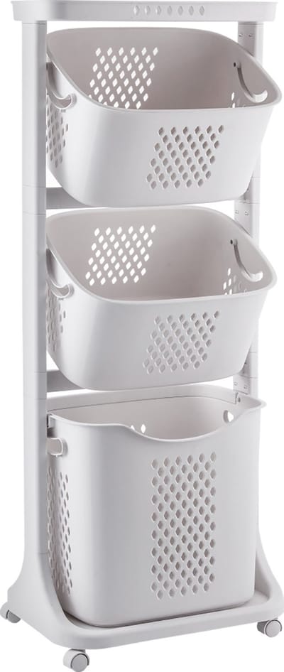 Sens Design Wassorteerder – Wasmand met 3 vakken - op wieltjes