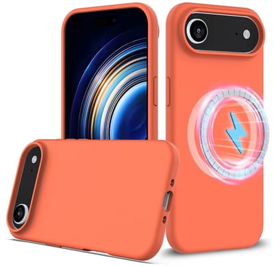 Lunso Geschikt voor iPhone 17 Air hoesje - Flexibel siliconen Backcover met magnetisch - Oranje