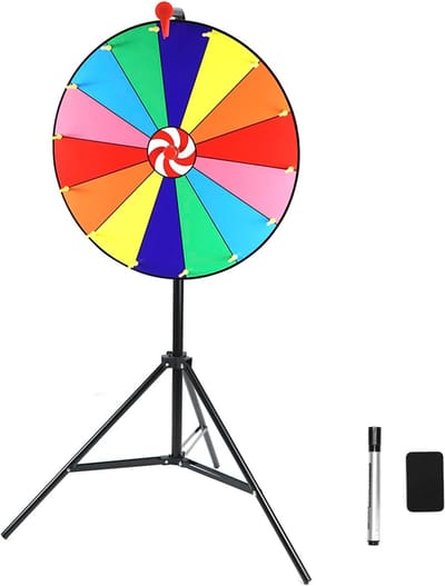 Rad van fortuin - Verstelbare statiefstandaard - Prijswiel - Regenboog - 50cm x 50cm x 92cm