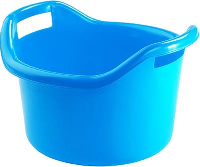 Hega Hogar Grote teil/afwasbak/kuip - kunststof - rond - handvatten - 41 x 24 cm - 14 liter - blauw - huishouden/schoonmaak/wasgoed