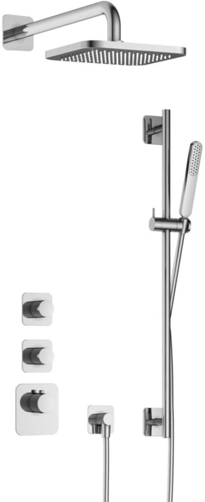 Hotbath Gal - Inbouw Regendoucheset - Chroom - 2 Stopkranen - Thermostatisch - Wandarm 35 cm - Hoofddouche 220 mm - Staafhanddouche - Glijstang 900 mm - V01