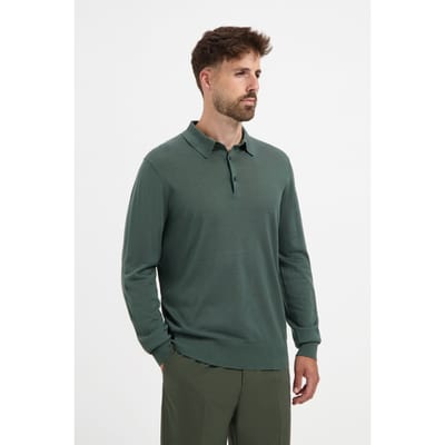 Merso Merino Polo Long Sleeve 100% Merino Fernstone Green Talla: S | Polos Outlet | Hombre | Verde