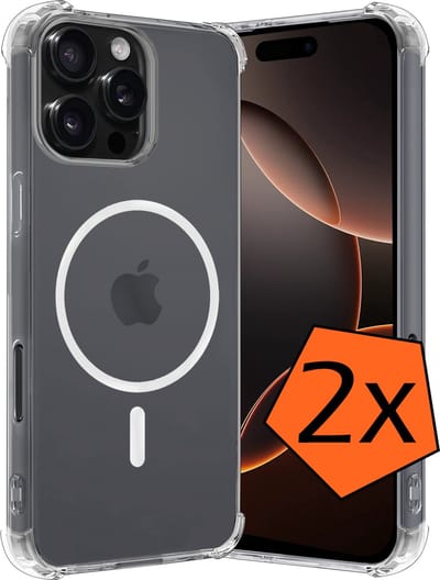 Hoes - 2 Stuks - Geschikt voor Apple iPhone 16 Pro - Magsafe Compatible - Sterk & Shockproof - Back Cover - Shock Proof Case - Telefoon Hoes - Transparant