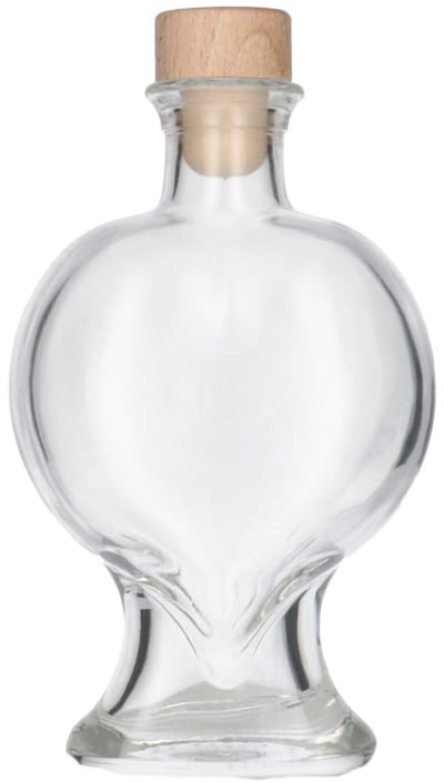 Glazen Fles 'Hart' - 200 ml - Decoratieve Flessen, Glazen Flesjes Met Dop - Vorm: Hart Glas - Transparante Fles - Glas - 1 Stuk