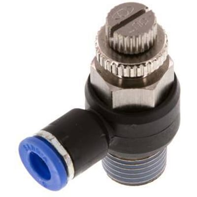 L-stuk Regelventiel 6 mm - R1/4'' Regeling-Uit Messing/Nylon