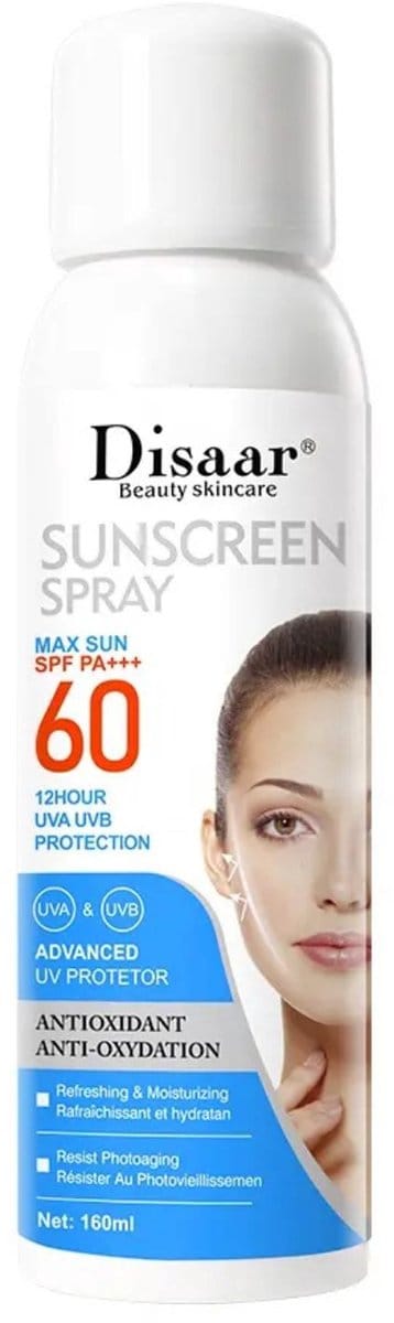 Zonnebrandspray SPF60 – Waterbestendig – UVA & UVB Bescherming – Voor Gevoelige Huid – Hydraterend – Snelle Absorptie – 160ml Spray