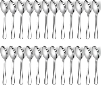 24-delige roestvrijstalen theelepelset van 14 cm, ideaal voor thee, koffie, cake, dessert en salades, vaatwasmachinebestendig