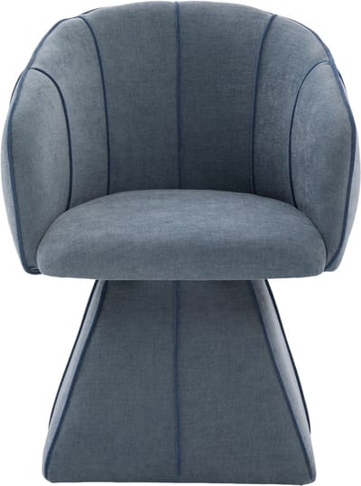 Blauwe chenille draaistoel - Ergonomische fauteuil met hoge rugleuning - Comfortabele zitting - 56x54x74,5cm - 360 graden draaibaar - Woonkamer Blauw