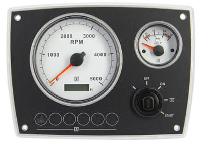 VETUS aluminium 12V Motorpaneel met witte Meters | MPA22KBW25
