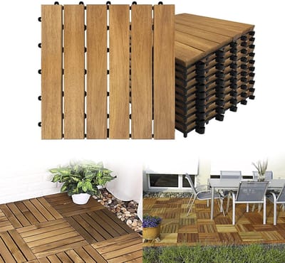 Houten Tegels - Balkon Vloer - Buiten Leven - Kliksysteem Drainage - 30 x 30 cm - Bruin