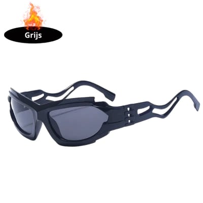 Livano - Festival Bril - Rave - Space - Techno - Freaky Glasses - Heren - Dames - Zonnebril - Zwart Grijs
