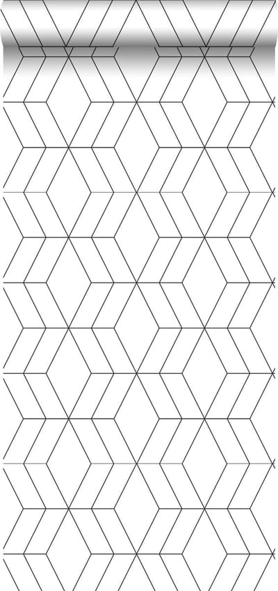 Walls4You behang grafische lijnen zwart wit - 935327 - 0,53 x 10,05 m