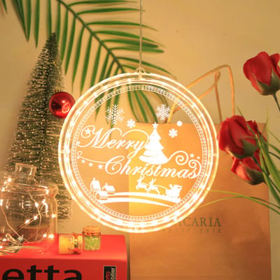 Rosnek LED Kerstverlichting Ø 16 cm Warm wit - Op Batterijen - Kerst Raamverlichting - Kerst decoratie voor ramen - Merry