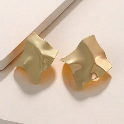 Vierkante Twist Geplooide Oorbellen Eenvoudig Mode Metaal Luipaardprint Onregelmatige Print Stud Oorbellen Vrouwelijk goud