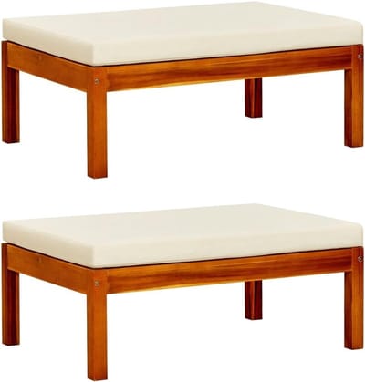 Voetenbanken Set - Poefjes - Ontspannen Zitten - Massief Hout - 29x57x29 cm - Natuurlijk Hout
