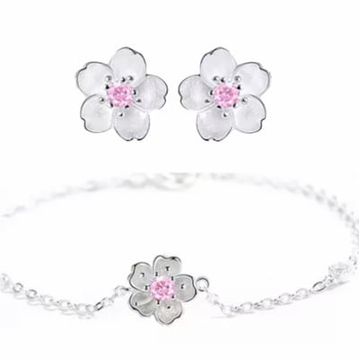 2-Delig-Armband-Oorbellen-Zilver-Makenzie-Roze-Charme Bijoux