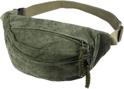Belly Bag Corduroy - Verstelbare Kleine Heuptas - Mode Schoudertas voor Dames en Heren - Groene Corduroy Rugzak voor Dagelijks Leven - Sport en School
