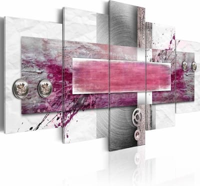 Schilderij - zondige gedachten, Roze/Wit,  5luik