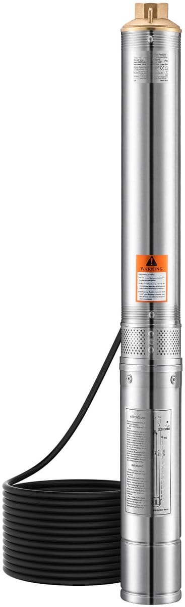 Dompelpomp voor Diepe Putten, 550 W Vermogen, 230 V, Opvoerhoogte 85 M, Debiet 65 L/Min, Roestvrijstalen Waterpomp met 20 M Kabel en Externe Schakelkast, voor Industrieel en PrivéGebruik