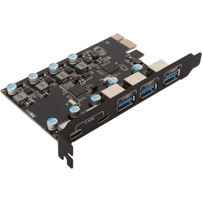 PCI Express Adapterkaart USB3.1 Hoge Snelheid 5 Gbps 5 Poorten Externe PCIe Netwerkadapter voor Windows black