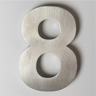 Huisnummer RVS 12 cm - Nr. 8 / rvs modern huisnummer / rvs huisnummer 120 mm / huisnummer rvs / 12cm Hoog / Kleur: zilver-rvs / Maakjenaambord.nl / huisnummerbord / huisnummers / 8