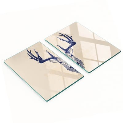 Decoratieve snijplanken van gehard glas met hertenkopmotief, 2x40x52 cm