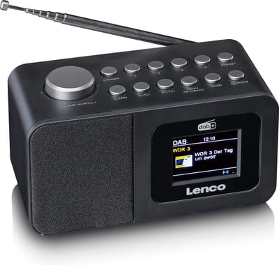 Lenco Wekkerradio - Digitale Wekker met DAB en FM Radio - Dubbel Alarm Snooze en Slaaptimer - Dimbaar Display - CR-625BK - Zwart