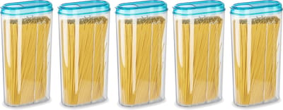 Plasticforte Voedselcontainer strooibus - 5x - blauw - 2350 ml - kunststof - voorraadpotten