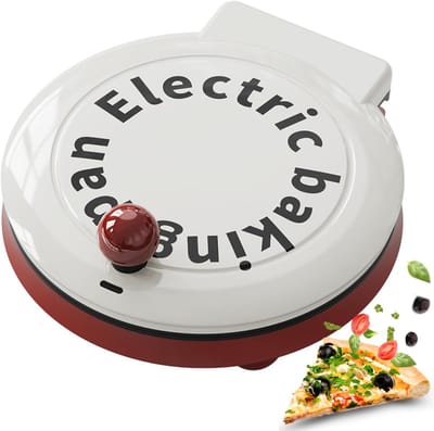 Elektrische Bakpan - Pizzamaker Oven - Snel Eten Bereiden - Dubbelzijdig Verwarmen - 23 cm - Rood