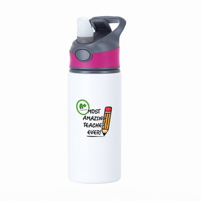 Hacebo® - Docent cadeau - waterfles met rietje roze - Meester en juffen cadeau - Collega - Onderwijs - verjaardagscadeau - verjaardag - cadeau - afscheidscadeau - geschenk - leuke cadeau - kado - gift - juffendag - water fles - 650ML