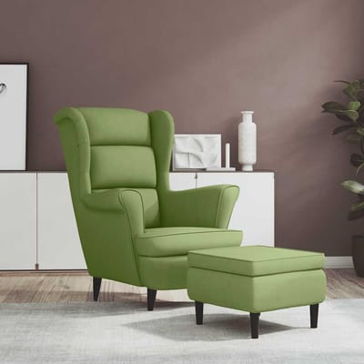vidaXL - Fauteuil - met - voetenbank - fluweel - lichtgroen