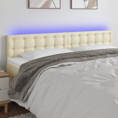vidaXL - Hoofdbord - LED - 180x5x78/88 - cm - kunstleer - crèmekleurig