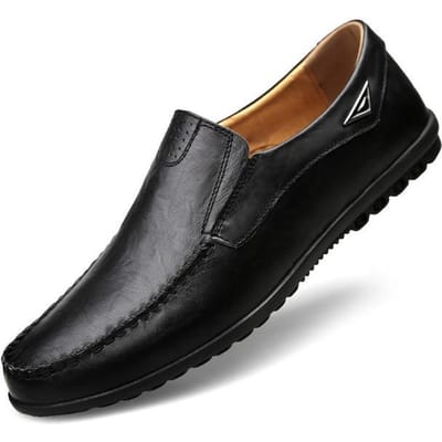 Echt Leer Heren Casual Schoenen Luxe Merk Heren Loafers Mocassins Ademend Instappers Zwarte Rijschoenen Plus Maat 42 zwart