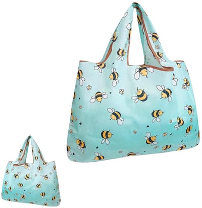 Boodschappentas, verbrede handgreep, opvouwbare boodschappentas, nylon, herbruikbare boodschappentas met kleine tassen, geschikt voor winkelen, picknick, reizen, lichtgroen