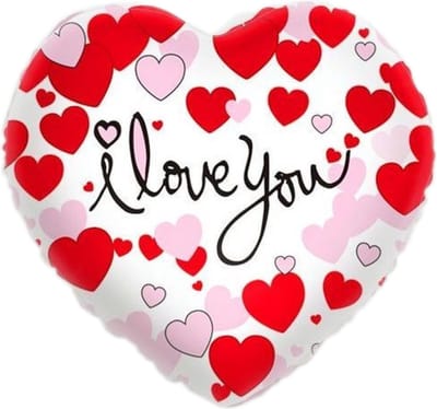 Folieballon - I love you - Met kleine hartjes - 49x46cm - Zonder vulling