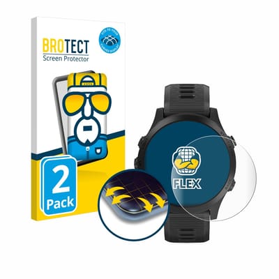 BROTECT - Screenprotector voor Garmin Forerunner 945 - Folie Beschermfolie transparant volledig dekking - 2 Stuks