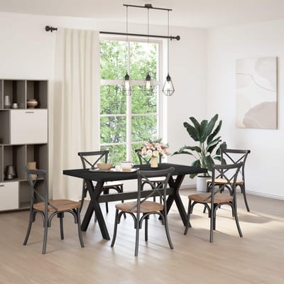vidaXL - Eettafel - NOAIN - 160 - cm - Massief - grenenhout - Zwart - Rechthoekig