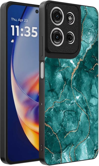 Geschikt voor Motorola Edge 50 Neo Telefoonhoesje met marmer opdruk - TPU backcover case marble design - Goud Groen - Smartphonica geschikt voor Motorola Edge 50 Neo