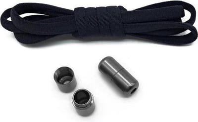 Elastische schoenveters - metalen sluiting - zwart