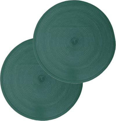 Secret de Gourmet ronde placemat - Set van 4x stuks - emerald groen - gevlochten kunststof - Dia 38 cm - Onderleggers