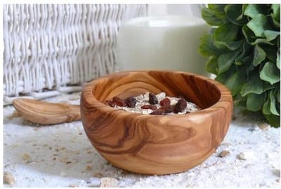 D.O.M. Olijfhouten Ontbijtschaal Ø 16 cm - Kom - Perfect voor een Gezonde Start van de Dag!