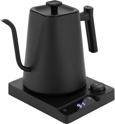 Elektrische Waterkoker - Thee Ketel - Koffie en Thee - Nauwkeurige Zwanenhalsuitloop - 1 Liter - Zwart