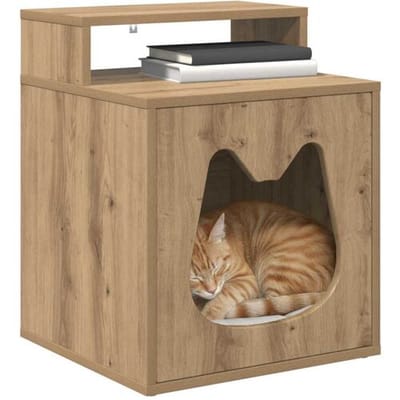 vidaXL Kattenhuis Artisanaal eiken 42,5 x 40 x 53,5 cm Bewerkt hout