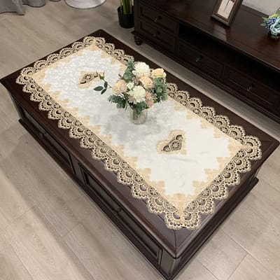 Tafelkleed Rechthoekig Tafelkleed Europees Geborduurd Koffietafelhoes Tafel Westerse Thee bloem Effen Kleur Stof Kant Boek 50X100cm