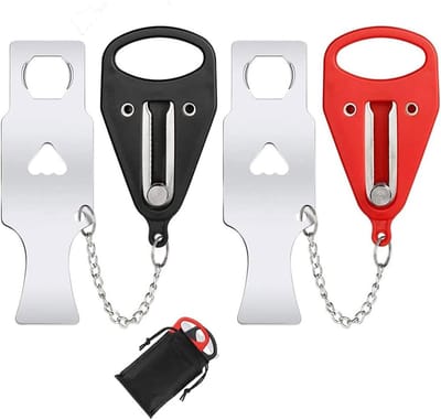 2 stuks draagbare deursloten - Beveiliging - Deurstopper - Reisslot - Zelfverdediging - Draagbaar reisslot - Anti-diefstal - Staal - Draagbare deursloten 2 kleuren reissloten anti-diefstal beveiligingssloten privacysloten met opbergtas voor thu